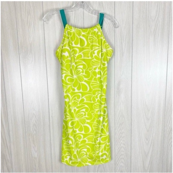 Athleta Kokomo Halter Swim Sport Dress XXS Green Floral Print Bra Insert - Picture 1 of 16